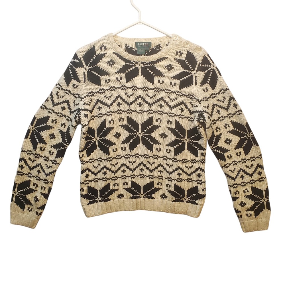 22. Lauren Ralph Lauren Cream and Black Fair Isle sweater